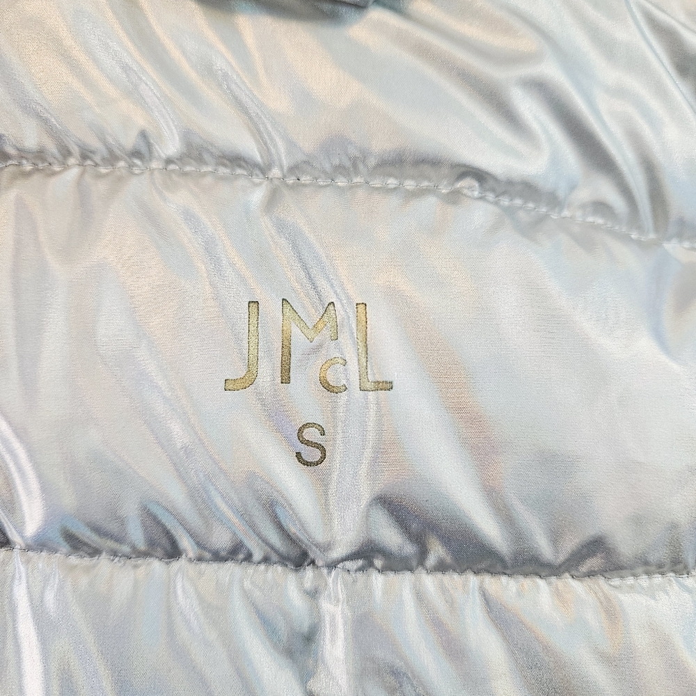 J. McLaughlin Holographic Silver Autumn Puffer Jacket size Small - Picture 11 of 12